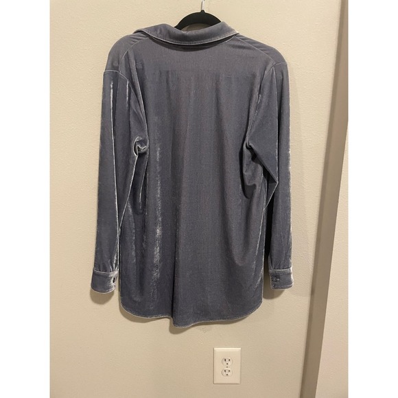 Soft Surroundings Light Blue Velvet Boyfriend‎ Long Sleeve Button Shirt Small - Picture 5 of 5
